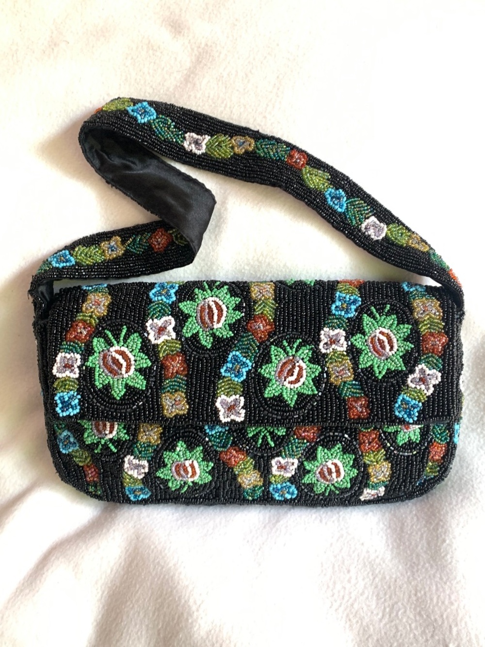 Botanical Theme Beaded Bag